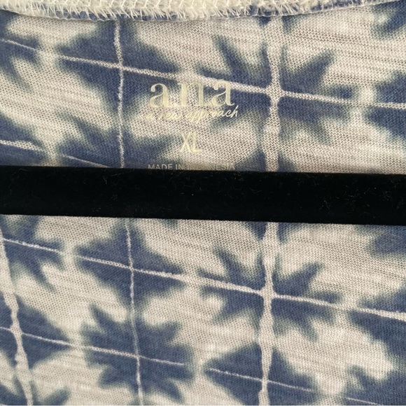 Ana scoop neck woman top 100% cotton XL blue white cuff sleeve casual stretch - Picture 8 of 9